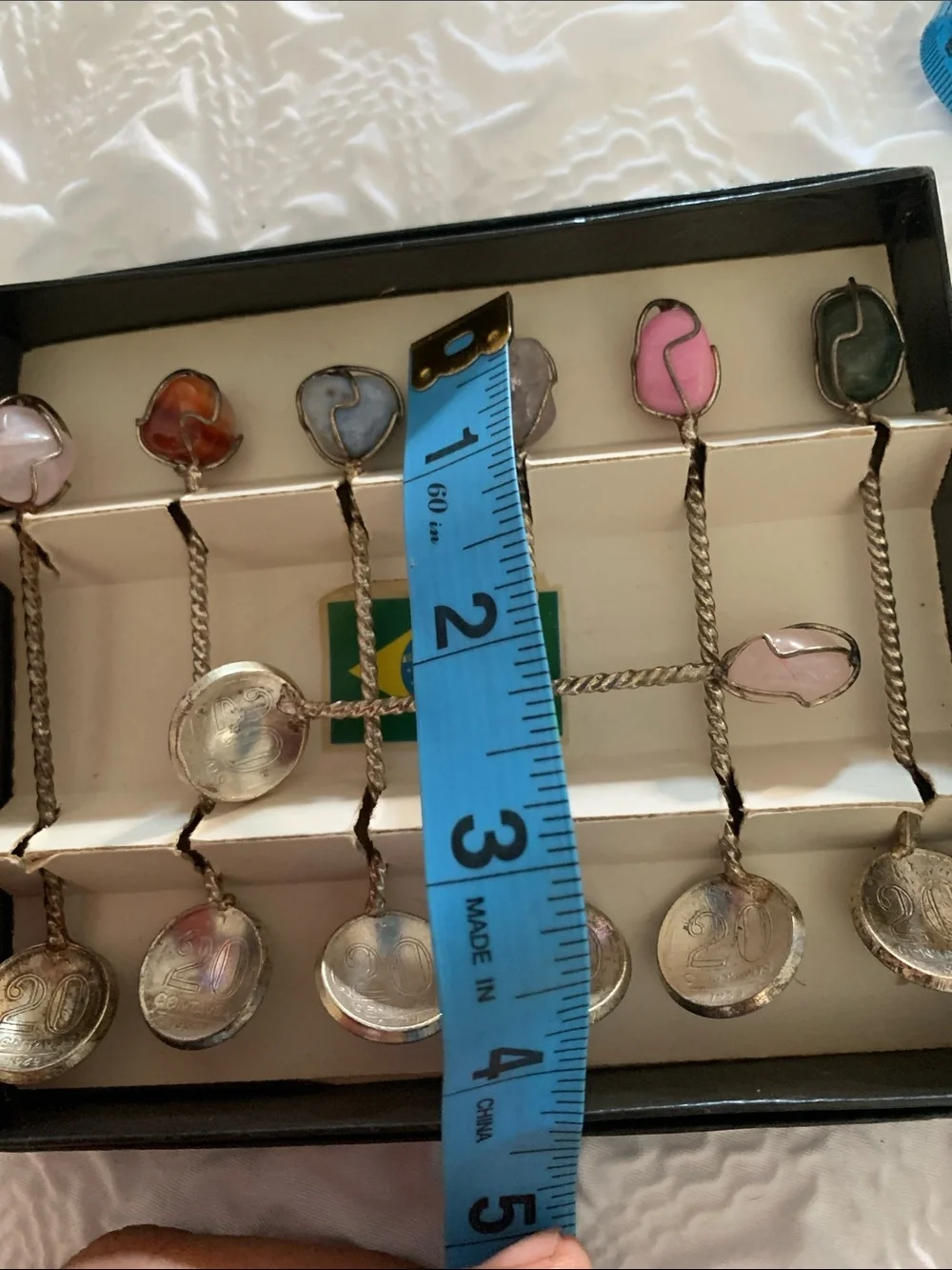 getulio vargas brasil 20 contavos six piece silver rock coin spoon set of 7